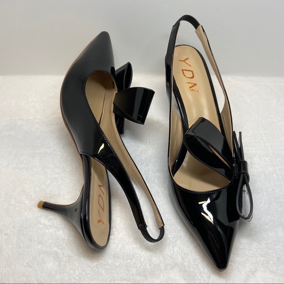 Pointed Toe Slingback Kitten Heel With Bows Sandal - Picture 6 of 6